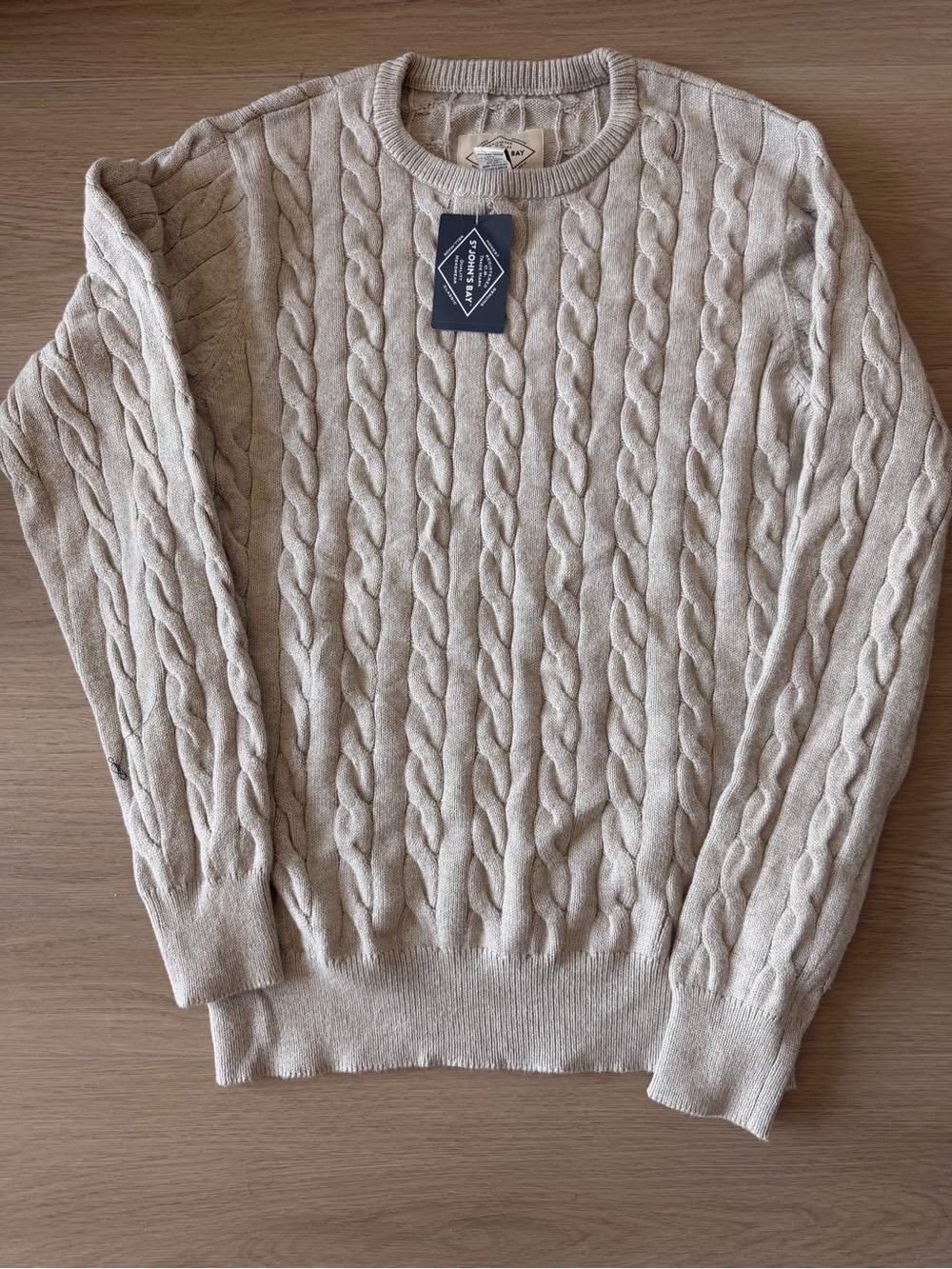 St Johns Bay Mens Sweater Cable Knit Fisherman Grandpa Sweater - MEDIUM - NWT